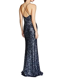 Manon Sequin Plunging V-Neck Gown