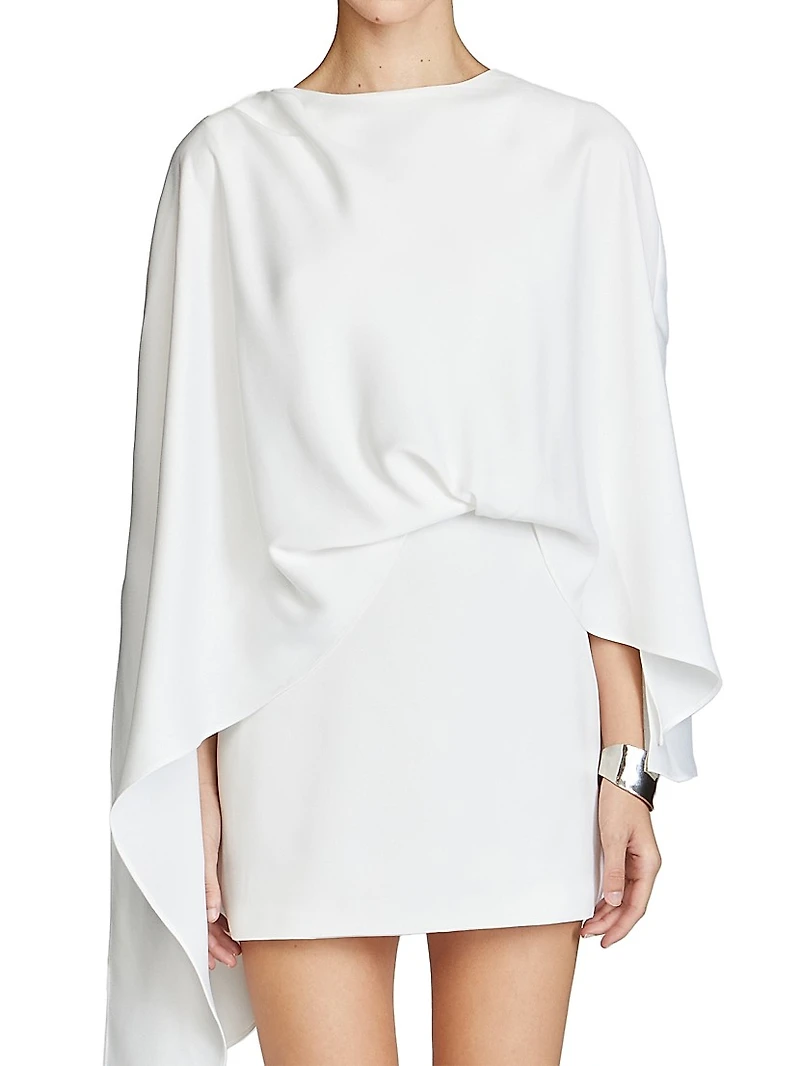 Laure Cape Satin Draped Minidress