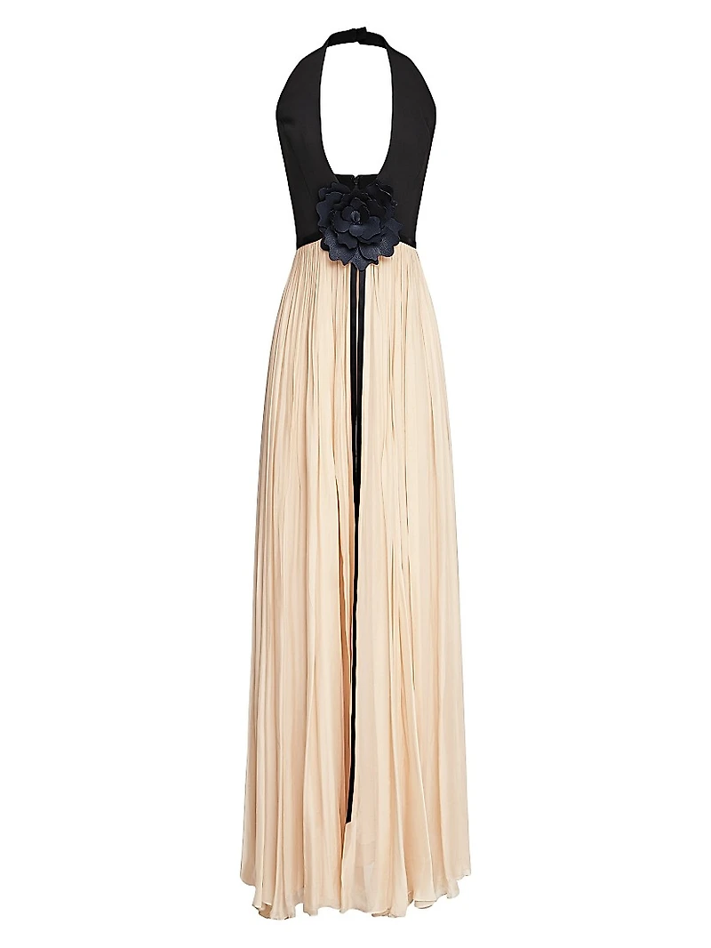 Kinslee Crepe & Chiffon Halterneck Gown