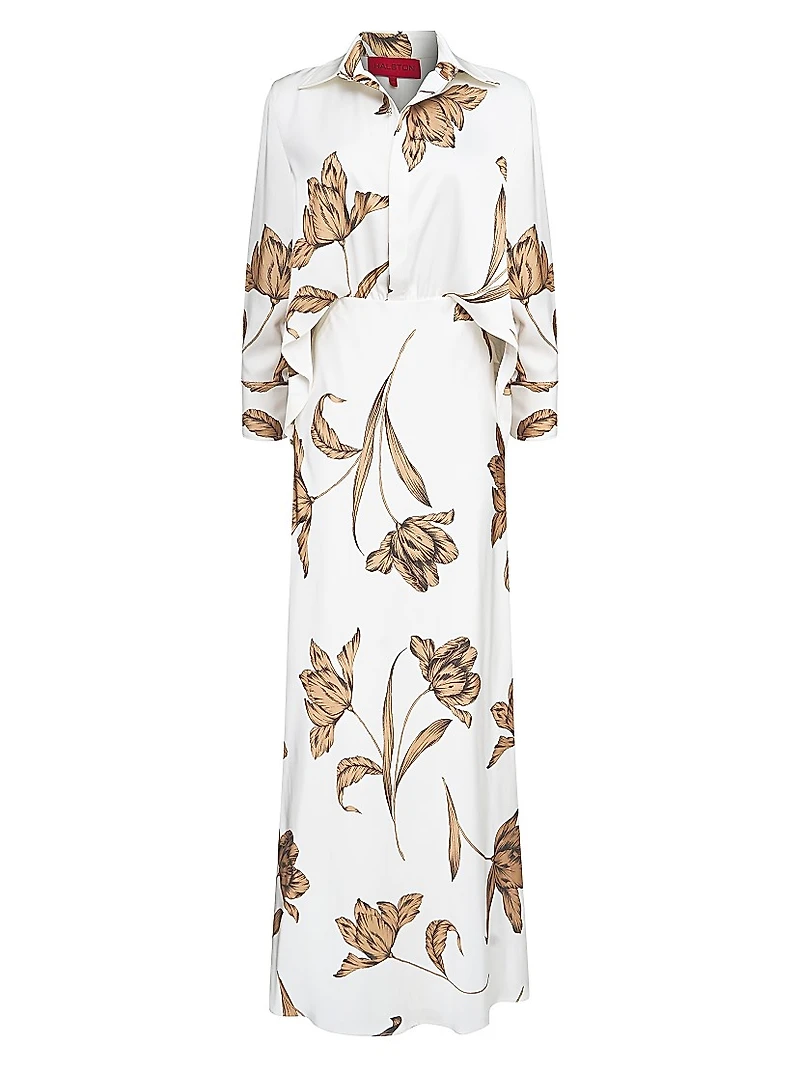 Marcelle Floral Satin A-Line Gown