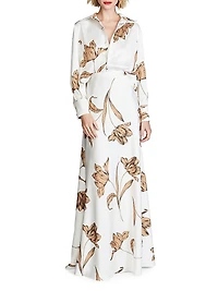 Marcelle Floral Satin A-Line Gown