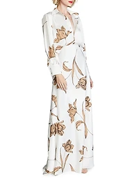 Marcelle Floral Satin A-Line Gown