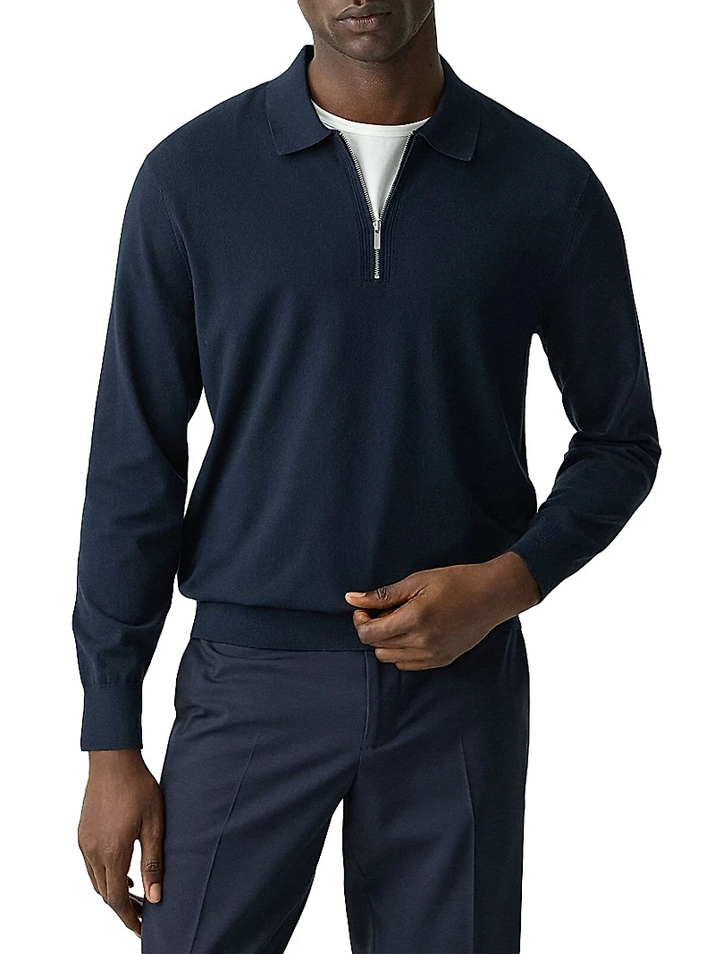 Compact-Knit Quarter-Zip Polo