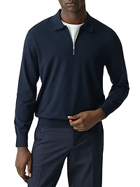 Compact-Knit Quarter-Zip Polo