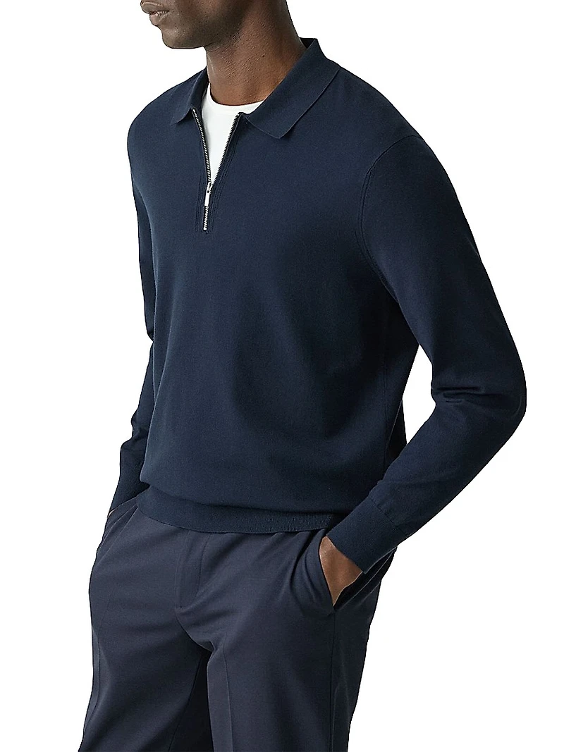 Compact-Knit Quarter-Zip Polo