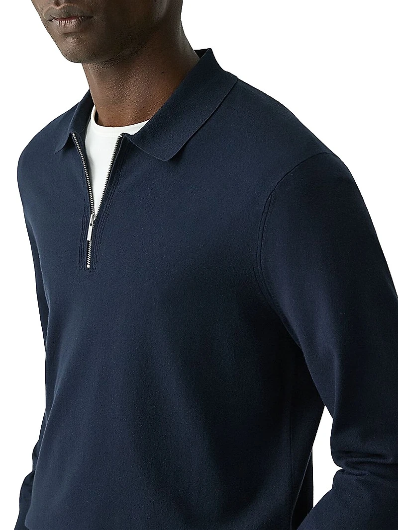 Compact-Knit Quarter-Zip Polo