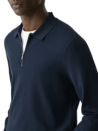 Compact-Knit Quarter-Zip Polo