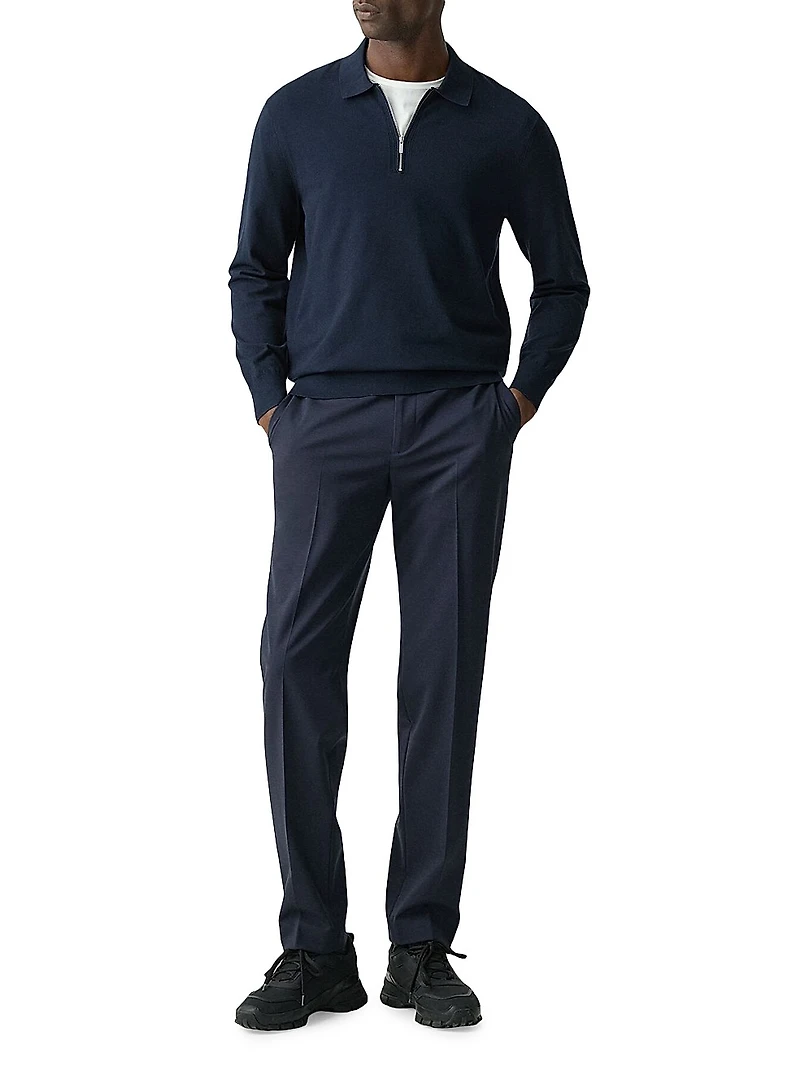 Compact-Knit Quarter-Zip Polo