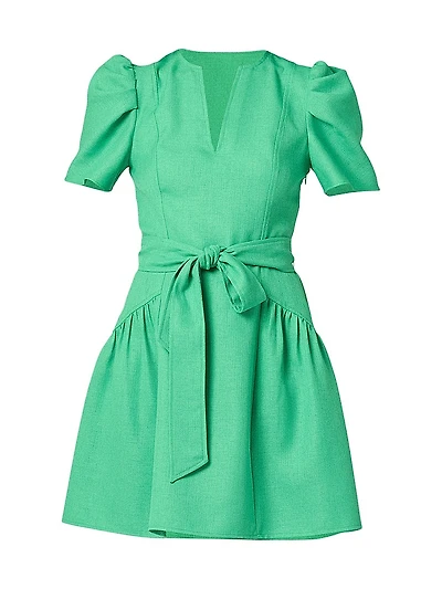 Kenlie Tie-Waist Short-Sleeve Minidress