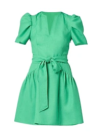 Kenlie Tie-Waist Short-Sleeve Minidress