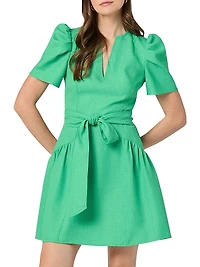 Kenlie Tie-Waist Short-Sleeve Minidress