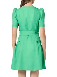 Kenlie Tie-Waist Short-Sleeve Minidress
