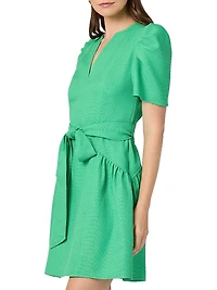 Kenlie Tie-Waist Short-Sleeve Minidress