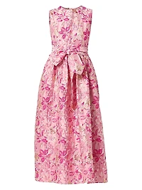 Serra Floral Metallic-Jacquard Midi-Dress