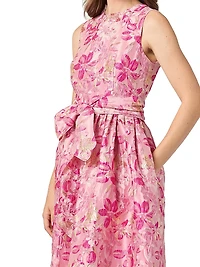 Serra Floral Metallic-Jacquard Midi-Dress