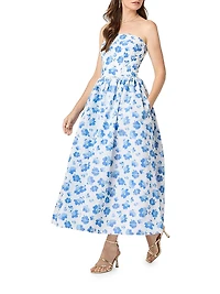 Ophelia Taffeta Strapless A-Line Midi-Dress