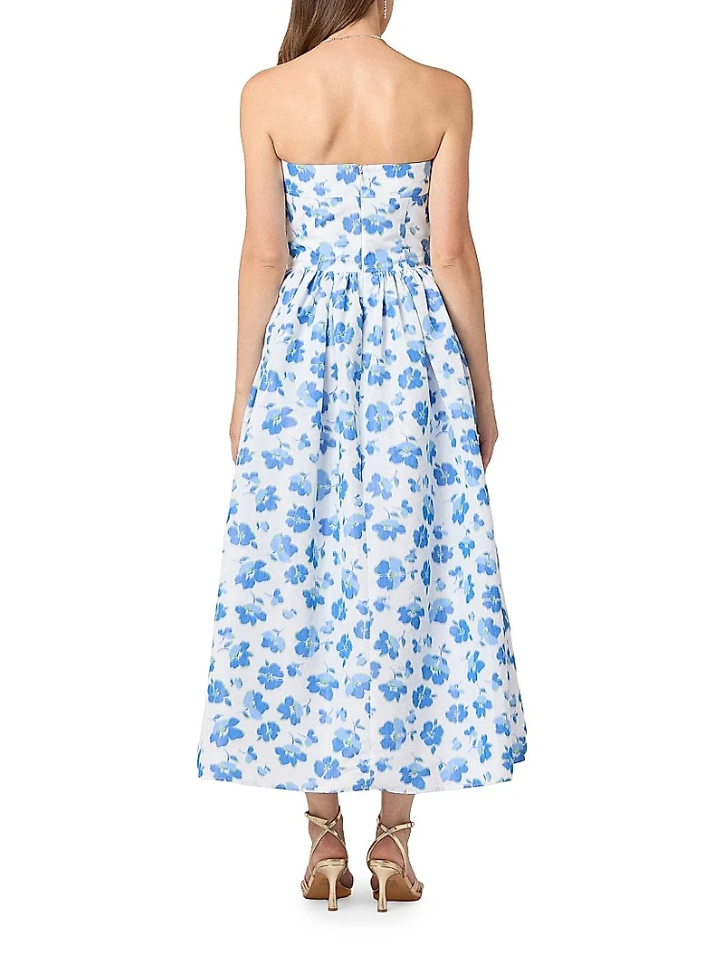 Ophelia Taffeta Strapless A-Line Midi-Dress