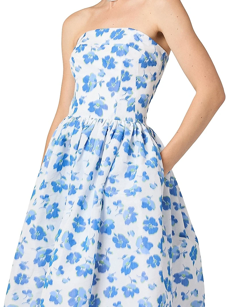 Ophelia Taffeta Strapless A-Line Midi-Dress