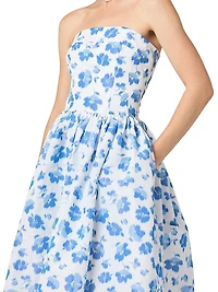 Ophelia Taffeta Strapless A-Line Midi-Dress