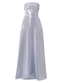 Bennett Striped Sequin Strapless Gown