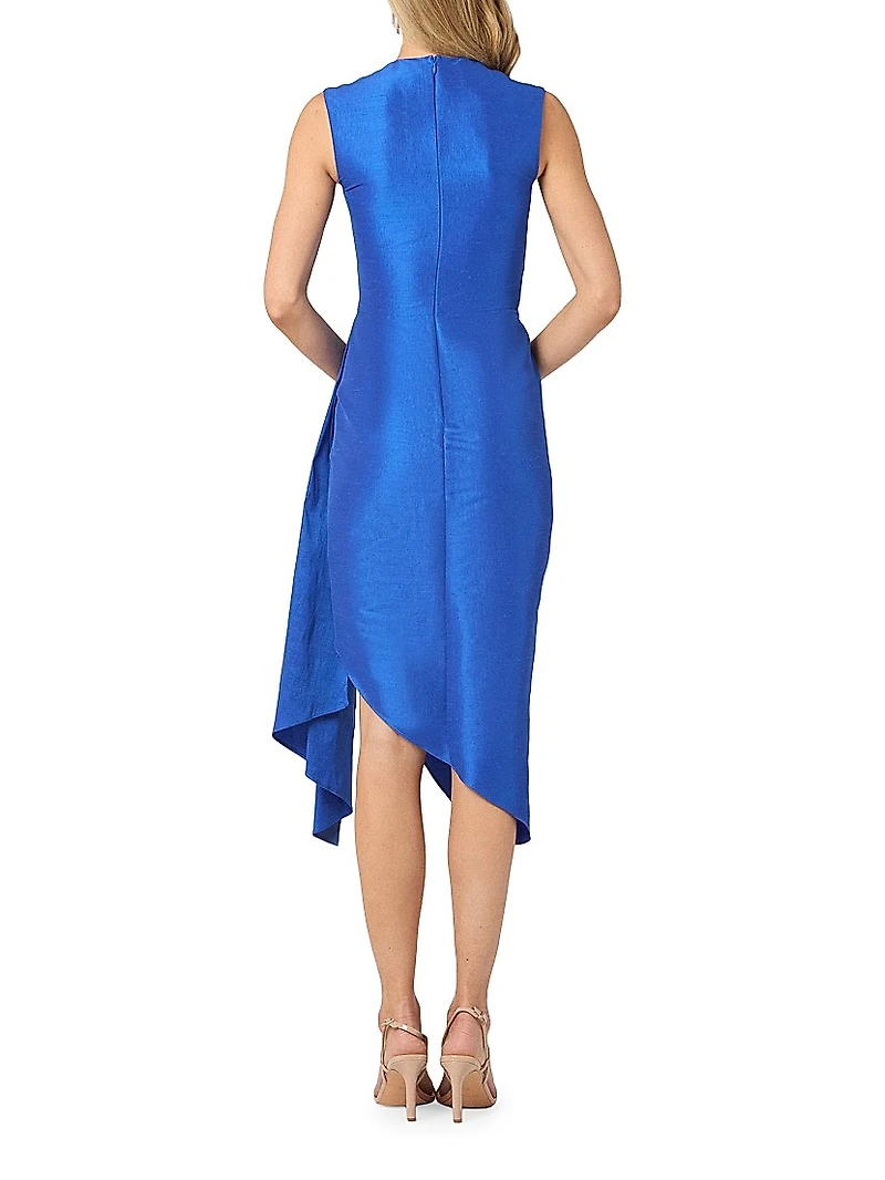 Colony Gathered Taffeta Sleeveless Cocktail Dress