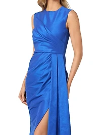 Colony Gathered Taffeta Sleeveless Cocktail Dress