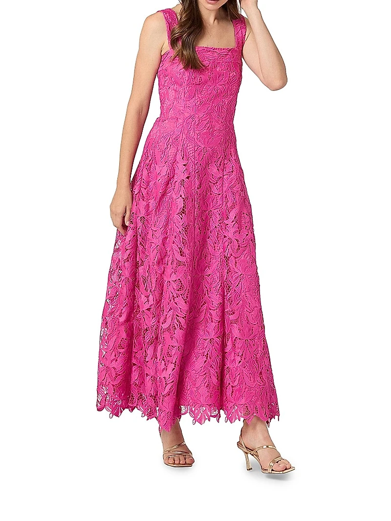 Vina Floral Lace Midi-Dress
