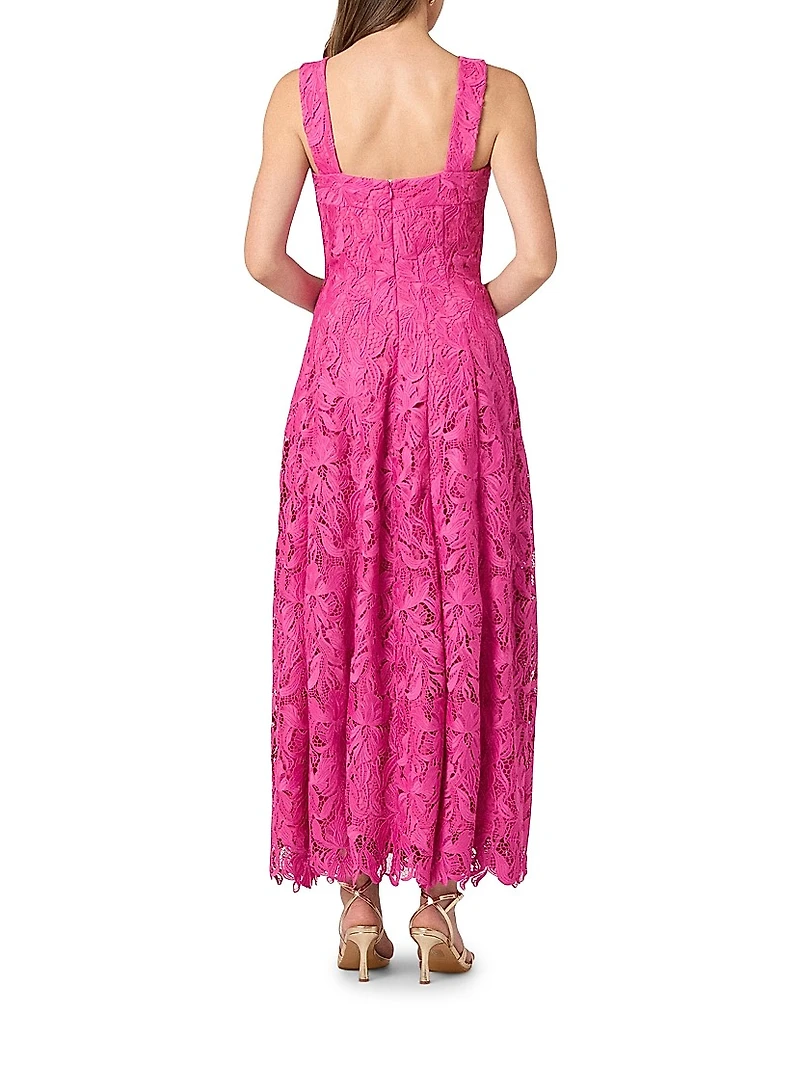 Vina Floral Lace Midi-Dress