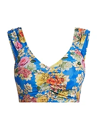 Pauline Ruched Floral Crop Bikini Top