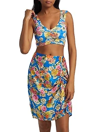 Pauline Ruched Floral Crop Bikini Top