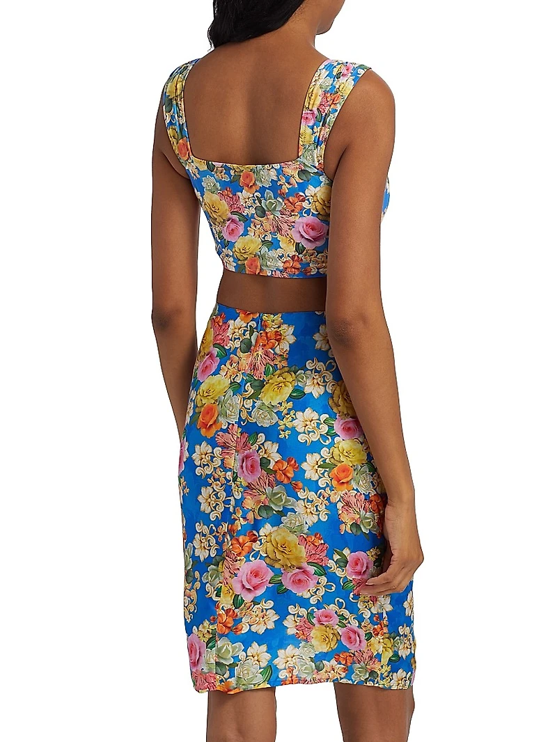 Pauline Ruched Floral Crop Bikini Top