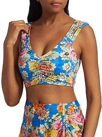 Pauline Ruched Floral Crop Bikini Top