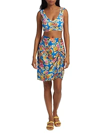 Pauline Ruched Floral Crop Bikini Top