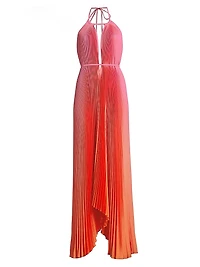 Boheme Ombré Pleated Plunging V-Neck Gown