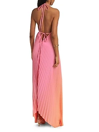Boheme Ombré Pleated Plunging V-Neck Gown