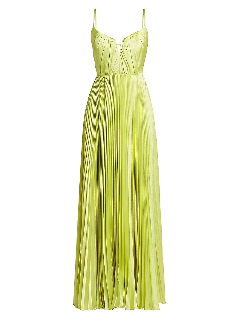 Perle Pleated Satin Gown