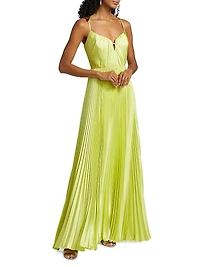 Perle Pleated Satin Gown