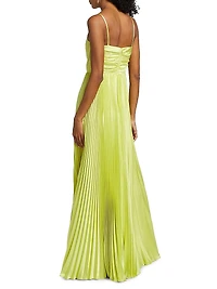 Perle Pleated Satin Gown