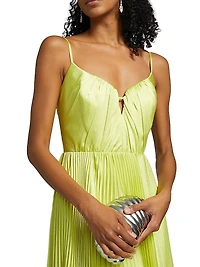 Perle Pleated Satin Gown