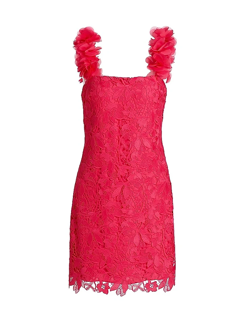 Emy Guipure Lace Organza-Strap Minidress