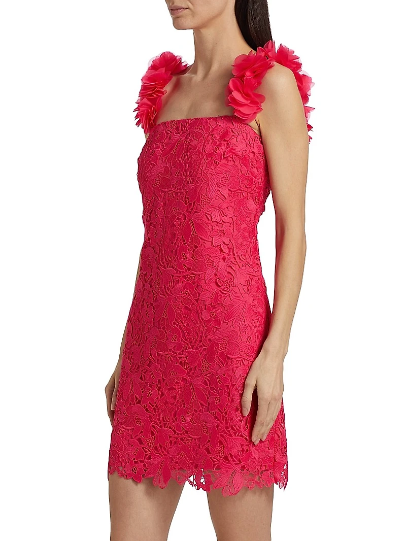 Emy Guipure Lace Organza-Strap Minidress