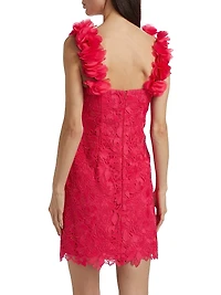 Emy Guipure Lace Organza-Strap Minidress