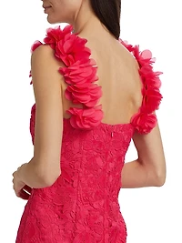 Emy Guipure Lace Organza-Strap Minidress