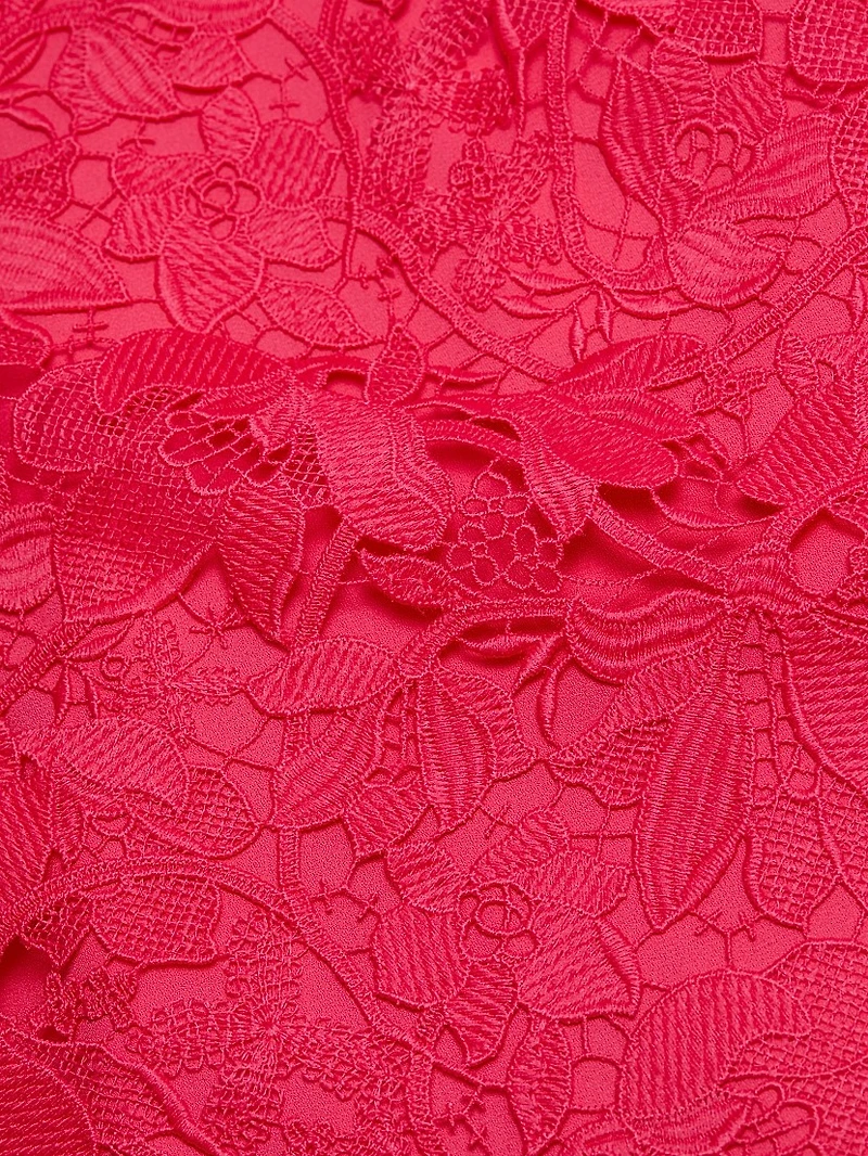 Emy Guipure Lace Organza-Strap Minidress