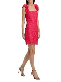 Emy Guipure Lace Organza-Strap Minidress