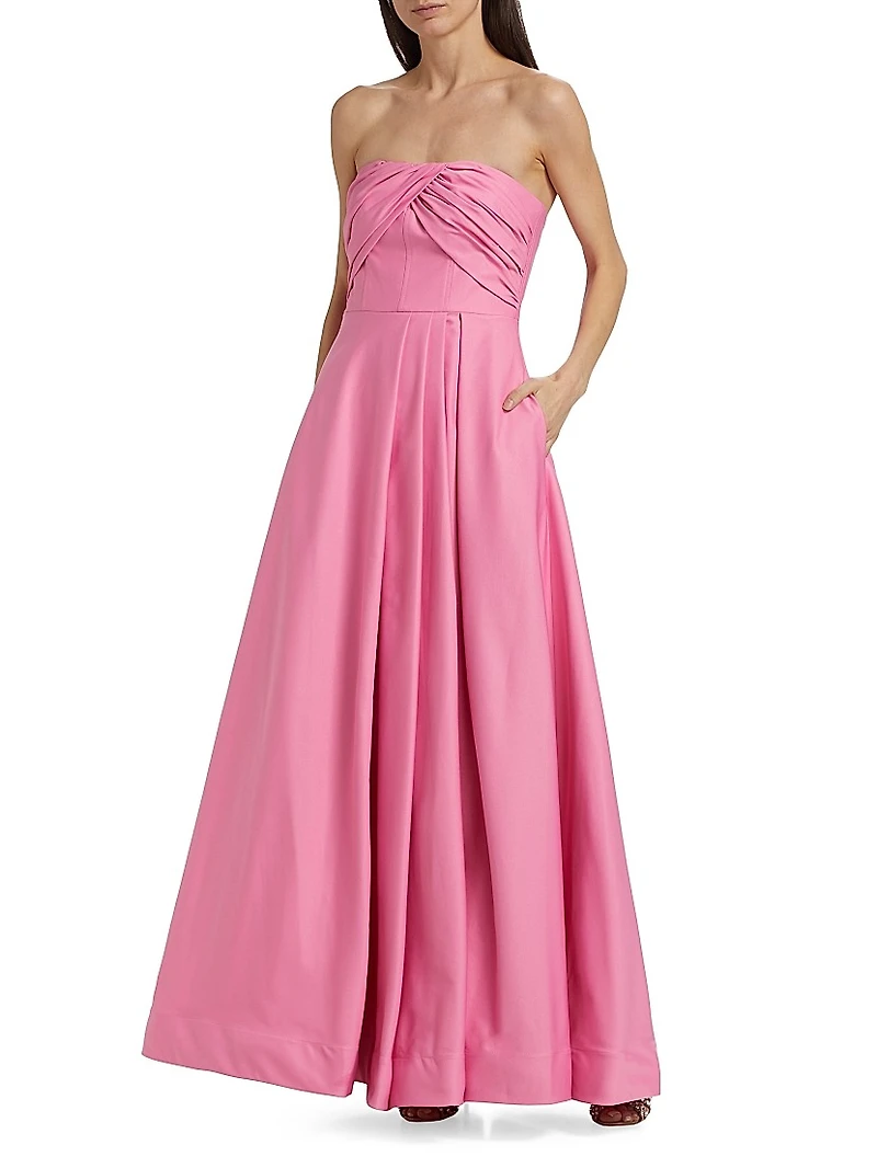 Alma Faille Sateen Strapless Corset Gown