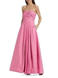 Alma Faille Sateen Strapless Corset Gown