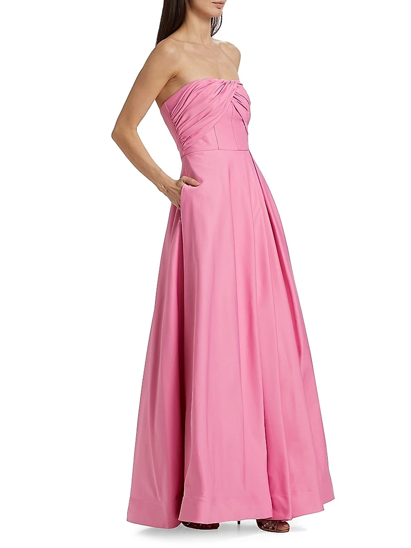 Alma Faille Sateen Strapless Corset Gown