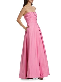 Alma Faille Sateen Strapless Corset Gown