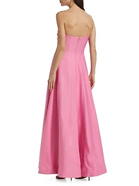 Alma Faille Sateen Strapless Corset Gown
